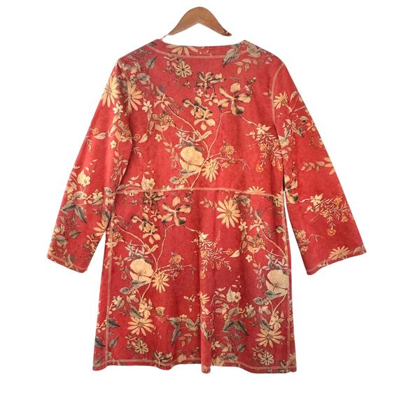 Anthropology Solitaire Orange Floral Butterfly Kimono Jacket, size L - Picture 3 of 12